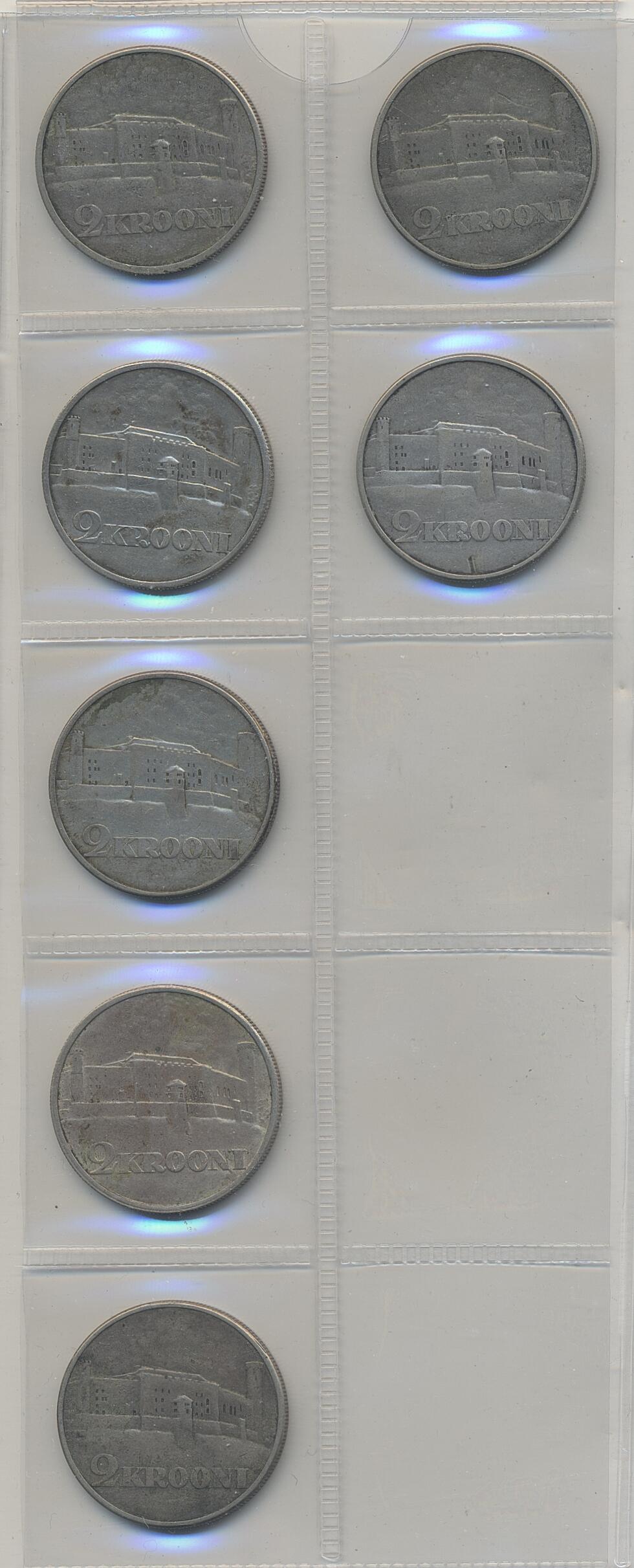 Estonia, Group of seven pcs of silver 2 krooni 1930. F-VF/XF