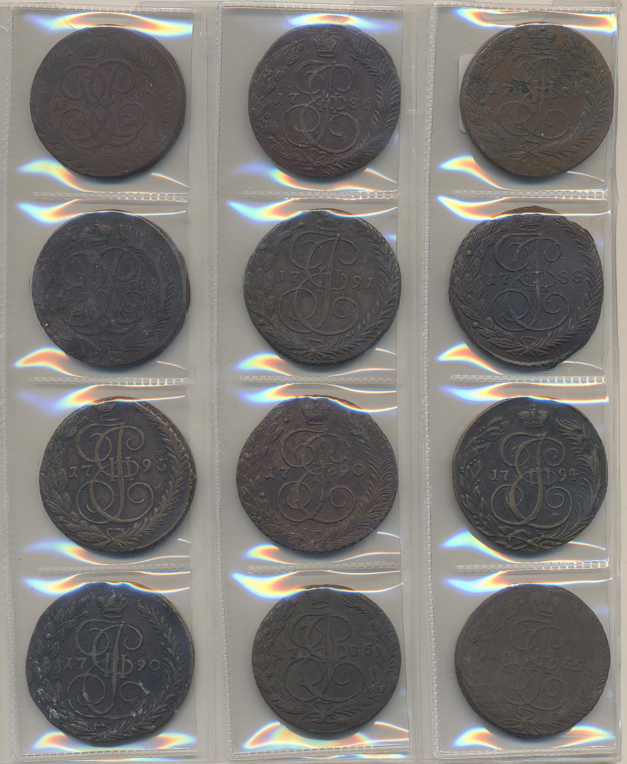 Russia, Group of 24 pcs 5 kopeks 1750s–1790s from various mints. ...