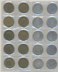 Denmark, Collection of coins from Denmark in album, 1 öre to 2 kr ...