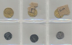 Ancient, Mixed, Six coins in gold and silver, three solidus in gold ...