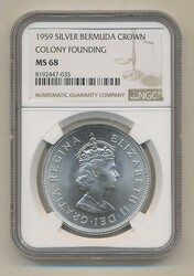 Bermuda, Queen Elizabeth II (1952-2023) KM 13 1 crown 1959 Graded by ...