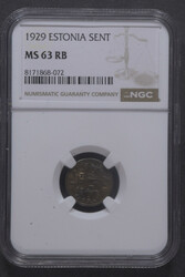 Estonia, KM 10 1 sent 1929 Graded by NGC as MS63 RB. ...