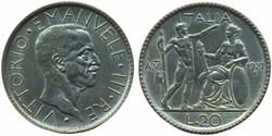 Italy, Victor Emmanuel III KM 69 20 lire 1927 14.90 g. silver year VI ...