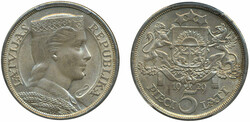 Latvia, KM 9 5 lati 1929 Graded by PCGS as MS62. XF-UNCAutomatisch ...