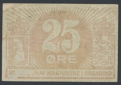 Denmark, Greenland, Pick 11b 25 öre ND (1913) 65032. 1/1+
