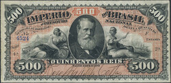 Brazil, Pick 243a 500 reis ND (1880) Fresh example of early hand ...