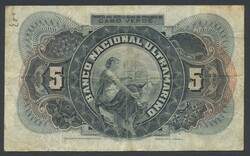 Cape Verde (PT), Pick 34 5 escudos 1.1.1921 No 148256. F-VF
