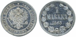 Finland, Alexander II KM 3.1 1 markka 1865 Beautiful example with ...