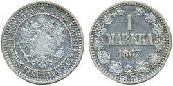 Finland, Alexander II KM 3.1 1 markka 1867 Lightly cleaned. Better ...