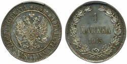 Finland, Nicholas II KM 3.2 1 markka 1915 Graded by PCGS as MS64. ...