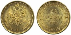 Finland, Alexander II KM 9.1 20 markkaa 1878 Bitkin 611. 01