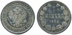 Finland, Alexander II KM 3.1 1 markka 1866 Lightly cleaned. Bitkin ...