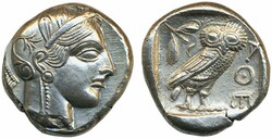 Ancient, Greek coins, Athens, Attica. (ca. 454–404 BC).Tetradrachm, ...