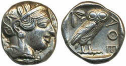 Ancient, Greek coins, Athens, Attica. Tetradrachm. 17.16 g. Archaic ...