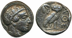 Ancient, Greek coins, Athens, Attica. (ca. 454–404 BC). Tetradrachm ...