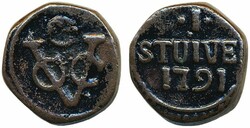 Ceylon, KM 26 1 stuiver 1791 8.95 g. Light corrosion. VF-XF