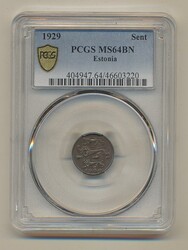Estonia, KM 10 1 sent 1929 Graded by PCGS as MS64 BN. XF-UNC