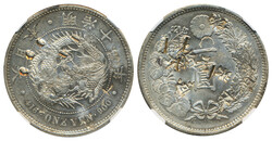 Japan, KM -A25.21 yen 1878 (Meiji 11) Chopmarked. Scarce date. Graded ...