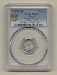 Japan, Mutsuhito (1867-1912) JNDA 1-23 10 sen 1870 (Meiji 3) Graded ...