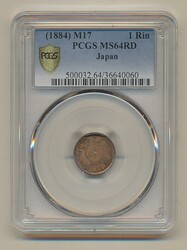 Japan, Mutsuhito (1867-1912) KM -151 rin 1884 (Meiji 17) Graded by ...