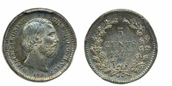 Netherlands, William III KM 91 5 cents 1887 Graded by PCGS as MS65. ...