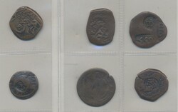 Spain, Collection of six copper coins in maravedis denominations