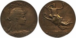 France, Third Republic 1900 107.38 g bronze medal, Exposition ...