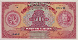 Czechoslovakia, Pick 24s 500 korún 1929 Punch cancelled SPECIMEN. UNC