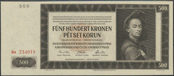 Czechoslovakia, Bohemia and Moravia, Pick 12a 500 korun 1942 BA734019 ...
