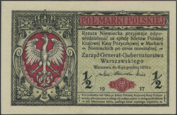 Poland, Pick 7 1/2 marki 1917 Graded by PMG as uncirculated 64. UNC