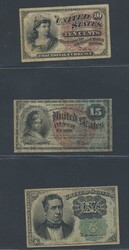 U.S.A., Small lot of five fractional notes including 10 cents 1874 ...