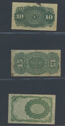 U.S.A., Small lot of five fractional notes including 10 cents 1874 ...