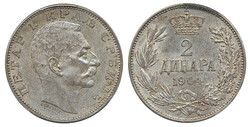 Serbia, Peter I (1903-1921) KM 26.1 2 dinara 1904 Graded by PCGS as ...