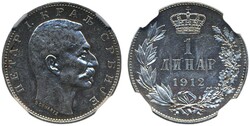 Serbia, Peter I (1903-1918) KM 25.1 1 dinar 1912 Graded by NGC as ...
