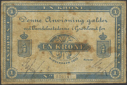 Denmark, Greenland, Pick 6b 1 krone 1905 Stains. 1? 1