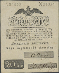 Finland, Pick 24 20 kopeks 1830 No 21556. Excellent example with ...