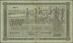 Finland, Pick 66 500 markkaa 1922 No: Litt C, B383091 F 1