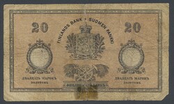 Finland, Pick 52 20 markkaa 1894 No 0109016. Minor corner missing and ...