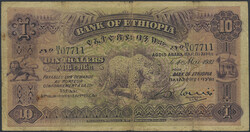 Ethiopia, Pick 8 10 thalers 1932 No: B/1 7711 in PMG as 15 choice ...