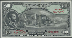 Ethiopia, Pick 16s2 100 dollars ND (1945) Specimen note. Graded by ...