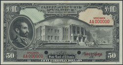 Ethiopia, Pick 15s2 50 dollars ND (1945) Specimen note. Graded by PMG ...