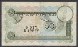 Seychelles, Pick 17 e 50 rupees 1973 No: A/I 190882, 1/8 1973. Small ...