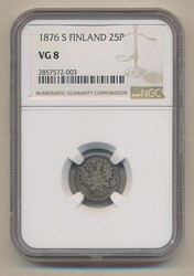 Finland, Alexander II KM 6.2 25 penniä 1876 Key date! Graded by NGC ...