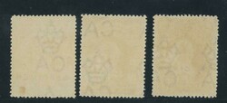 NIGER COAST: 1897-98 QV Crown CA Wmk 6d brown, 2/6d bistre & 10/- ...