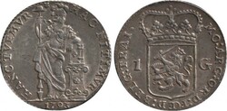Netherlands Guilder (2/-) West Friesland 1793 silver guilder, KM 97.5 ...