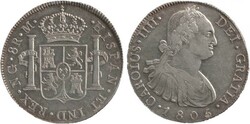 Guatemala Spanish Colonial Dollar (5/-) 1805 Charles IV silver (26 ...