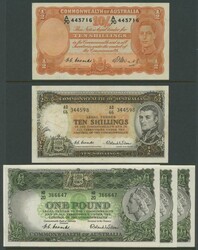 KGVI-QEII group comprising 10/- 1949 Coombs/Watt R14, 1954 ...