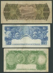 Trio comprising KGV 10/- 1928 Riddle/Heathershaw R07 serial 'B/3 ...