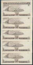 1961 10/- Coombs/Wilson Reserve Bank R17 consecutive run of five ...