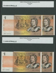 Collection in album with paper $1 1969 Phillips/Randall R73 x2 pairs, ...